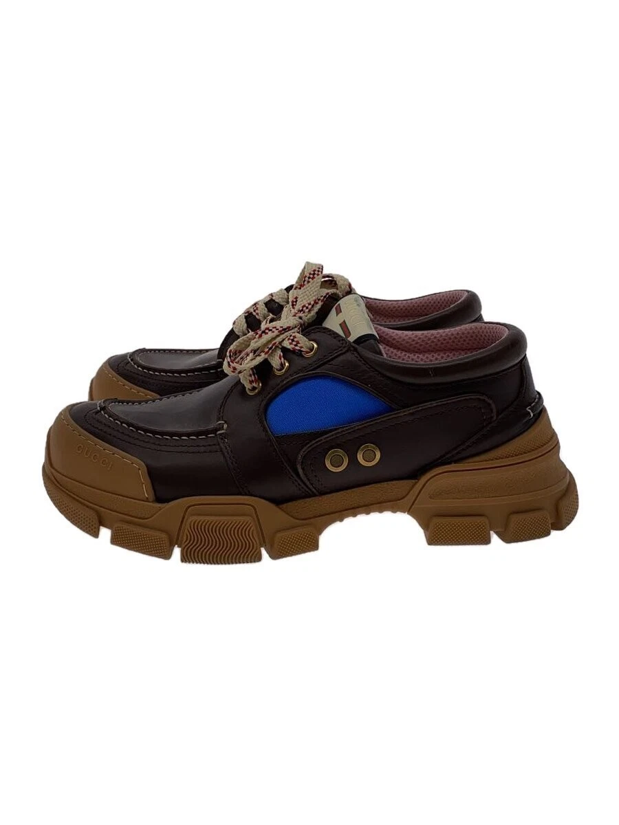 Baskets basses Gucci UK6 cuir marron chaussures décontractées pour hommes d'occasion