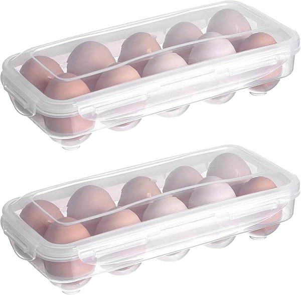 2 StüCk Transparente Eierbox, EierbehäLter FüR KüHlschrank Stapelbarer Eie-image