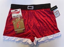 Santa Suit L 36-38 Velvet Boxer Sleep Lounge Shorts + Gingerbread Man Can Coolie