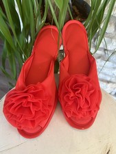 Vintage Vanity Fair Red Poppy Washable Peep Toe Boudoir Slipper Med 6.5/7.5