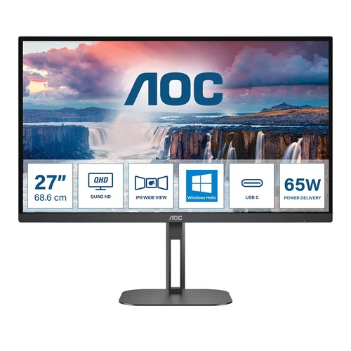 4038986180412 AOC V5 Q27V5N 68.6 cm (27") 2560 x 1440 pixels Quad HD LED Bl - Picture 1 of 12