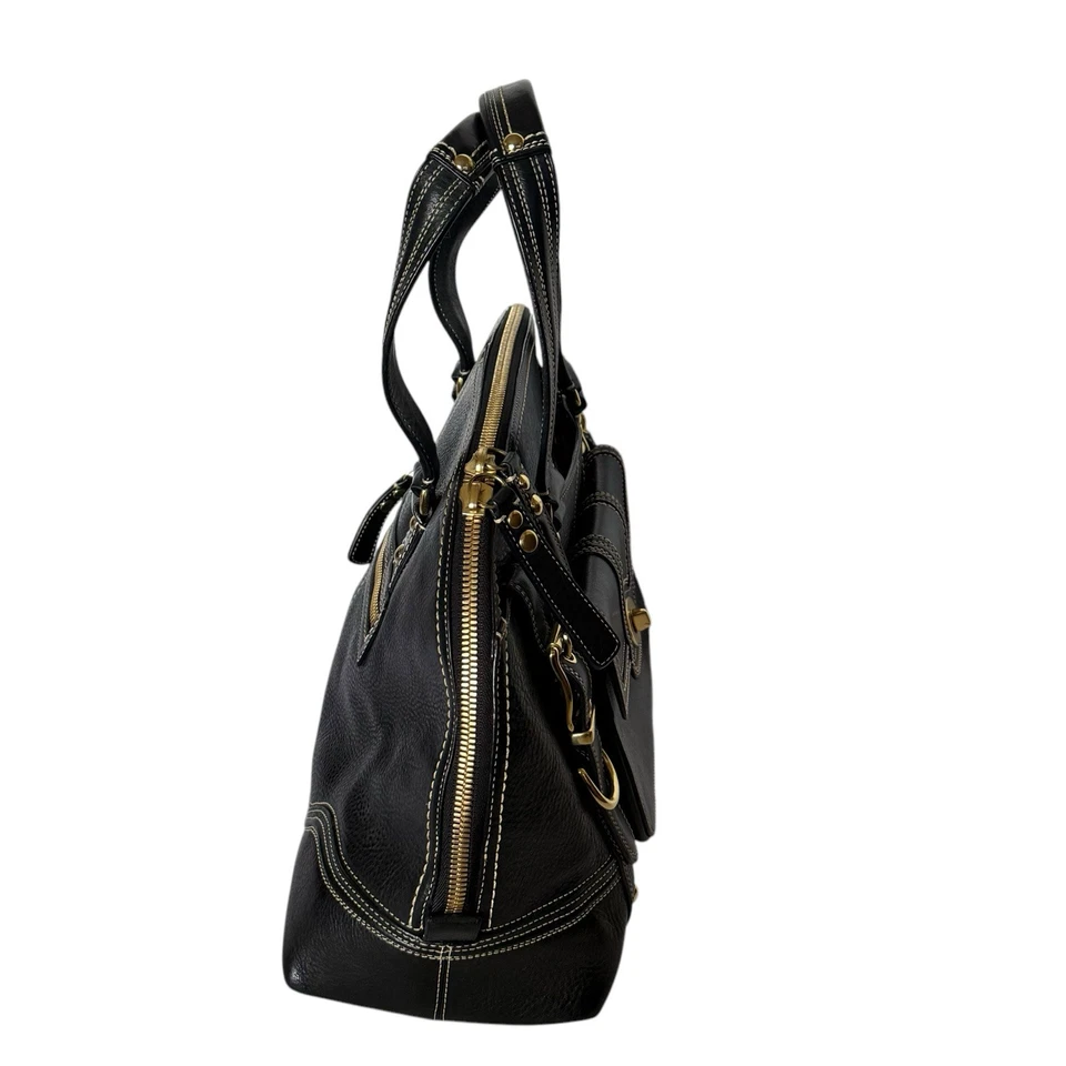 Bolso de cuero negro Coach Messenger Hamptons Miranda # 11085 Foto 3 de 4