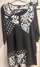 Moa Moa Black White Floral Polka Dot Shift Dress S/M for Women