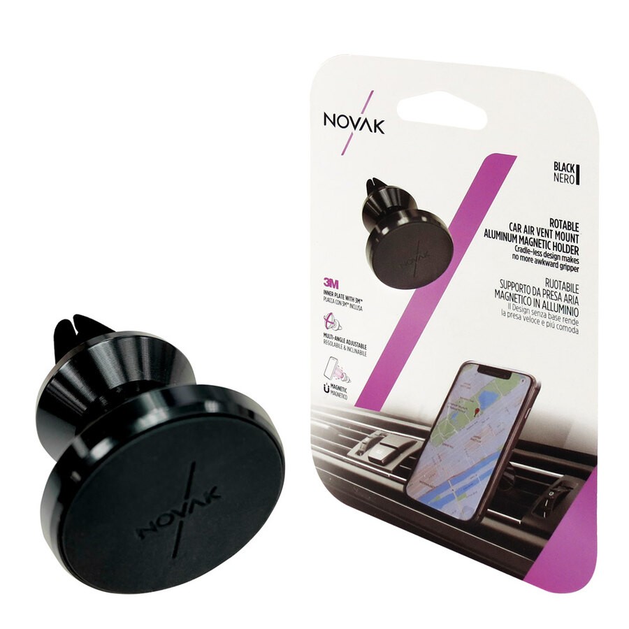 Supporto Auto NOVAK Magnetico Presa d'Aria Alluminio - Nero Robusto
