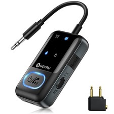 Bluetooth 5.3 Transmitter Adapter for Airplane 2-in-1 Wireless Bluetooth Audi...