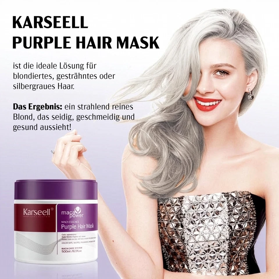Purple Haarmaske Haarpflege für Blondes Blondiertes Graues Haar Karseell 500ml - Bild 2 von 4