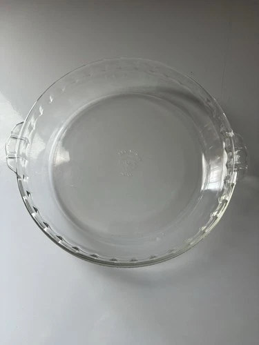Vintage Flavor Saver PYREX 229 Clear Deep Dish Pie Plate Scalloped Rim & Handles