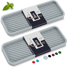 Kitchen Sink Organizer Tray,2 Pack Silicone Sponge Holder for Kitchen Sink Bathr