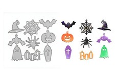 9-Piece Halloween Metal Cutting Die Set Bat Pumpkin Ghost Boo Scrapbook Journal