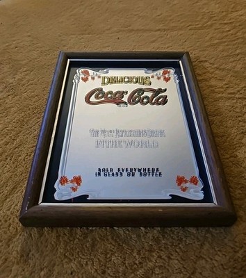 Coca-Cola Framed Mirror 70s 7.75''x 9'' Vintage Most Refreshing in the World