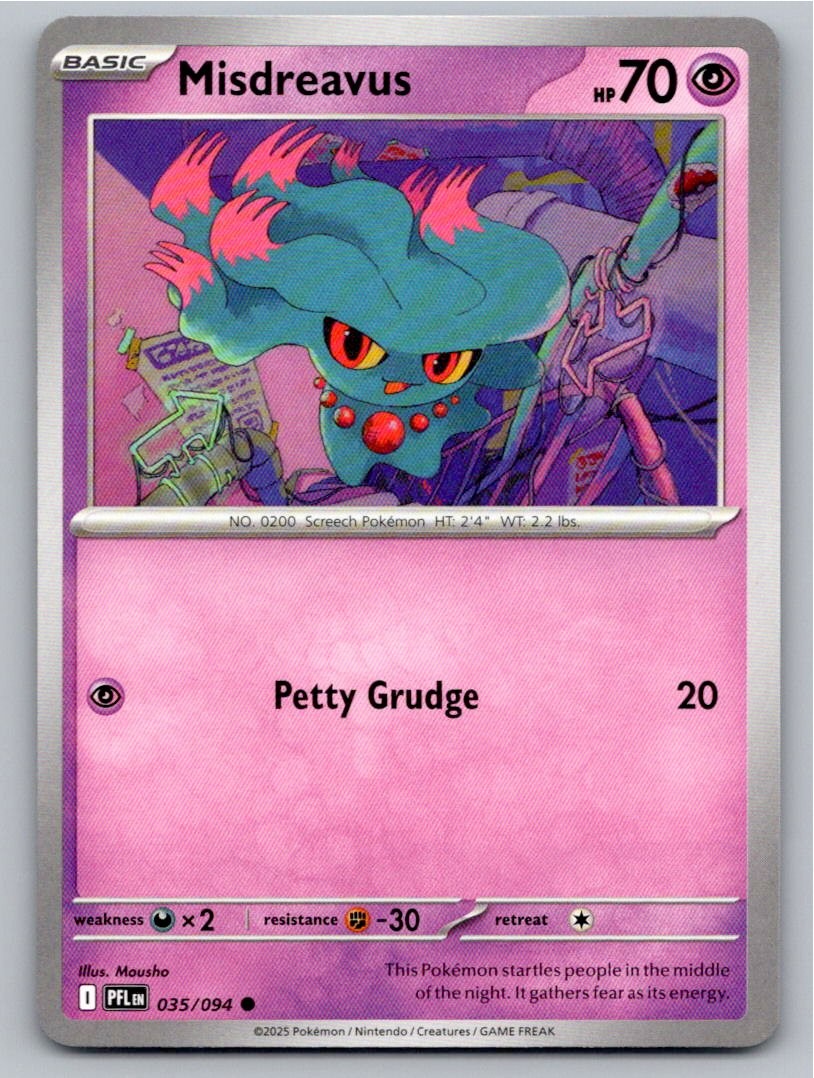 2025 POKEMON MISDREAVUS PHANTASMAL FLAMES 035/094 C NM A56171 FREE S&H