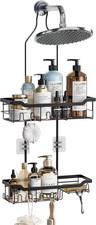 Shower Caddy Hanging, Adjustable Height 2-Tier Shower Organizer Over Showerhead,