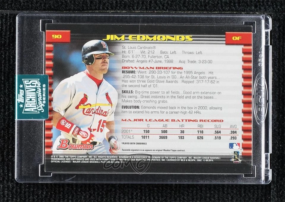 2024 Topps Archives Signature Series /8 Jim Edmonds (2002 Bowman) Buyback Auto - Image 2 of 2