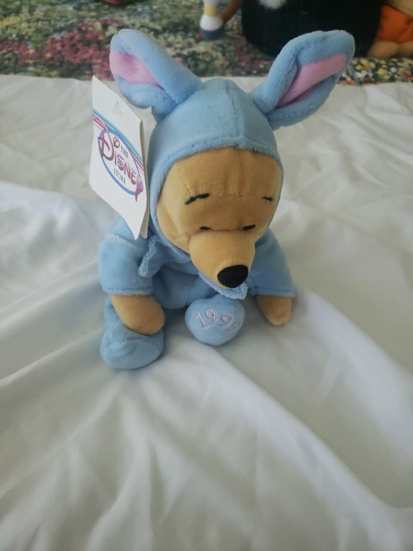 Disney Store Winnie The Pooh Blue Bunny 8-inch Mini Bean Bag Plush New