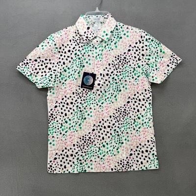 Leon Levin Poloshirt Damen Small Kurzarm Mehrfarbig Abstrakt Punkte Print - Bild 1 von 4