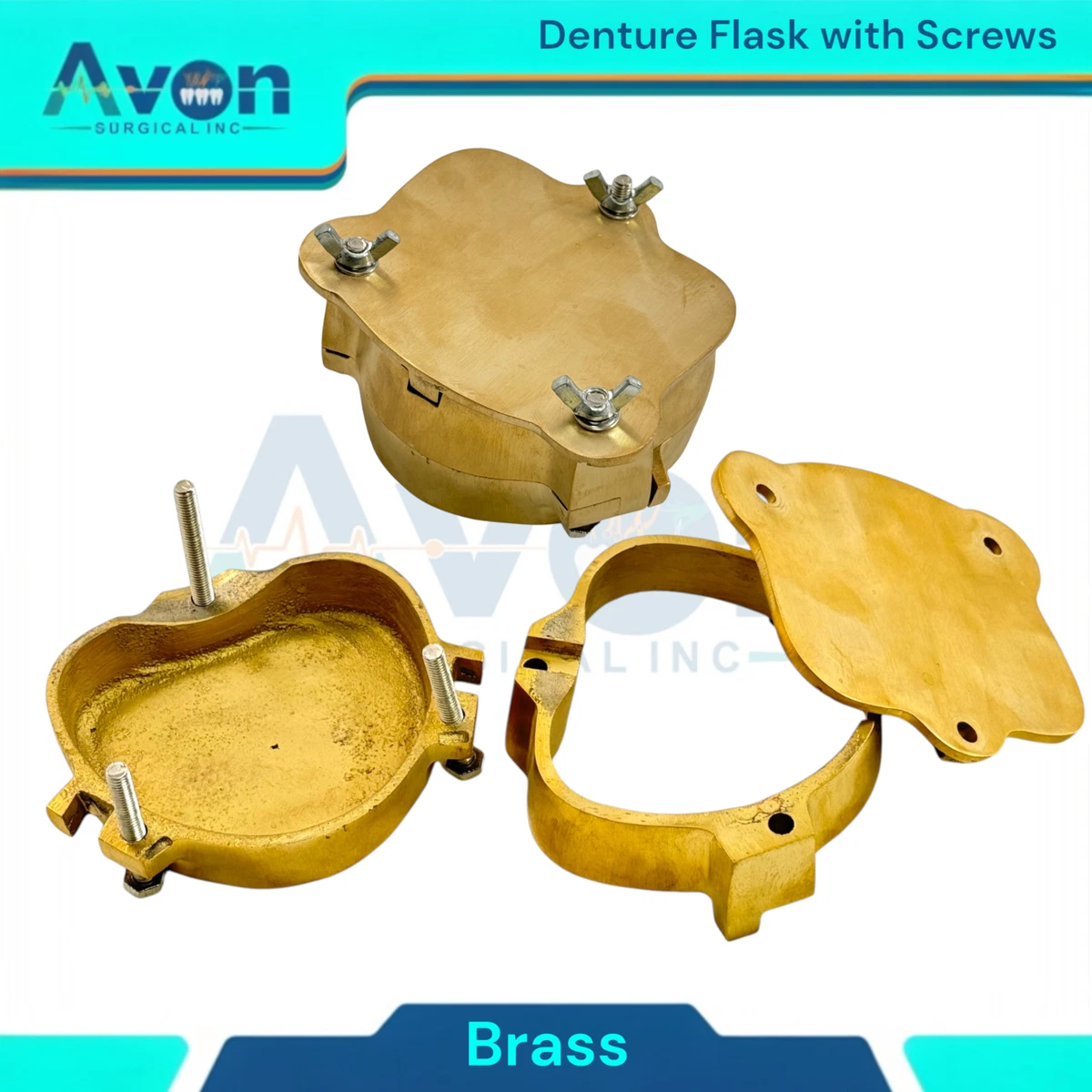 Flask Dentaire En Laiton Avec Vis - Pour Moulage Supérieur Ou Inférieur - Neuf Pour Laboratoire