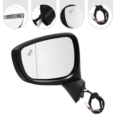 Left Driver Side Mirror For 2015-2016 MAZDA CX-5 Black , W/ Blind