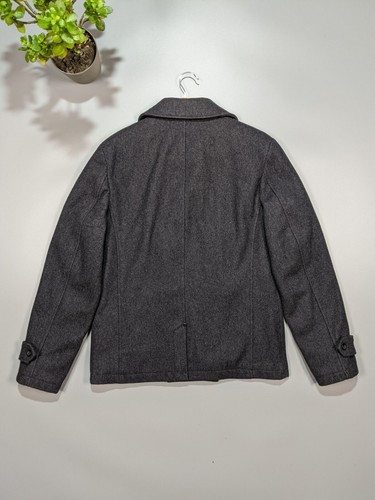 GUESS Men's Vintage Gray Wool Coat With Accent Buttons 2000s Size M - Picture 6 of 9