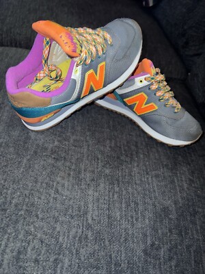 New Balance Womens 574 Weekend Expedition Athletic Shoes Gray Orange 6 1/2
