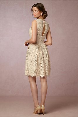 BHLDN Kinsley Dress Fit-N-Flare Lace Scalloped Hem Size 6 Creme Color