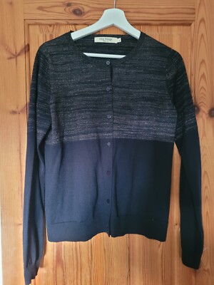 'NICE THINGS' Paloma S - Marine Feinstrick Strickjacke mit goldenem Zierfaden (L)