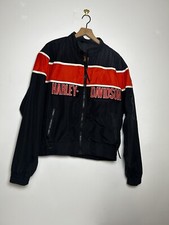 Vintage Harley Davidson Racing Jacket XL USA Made Full Zip Up Pockets Patch VTG