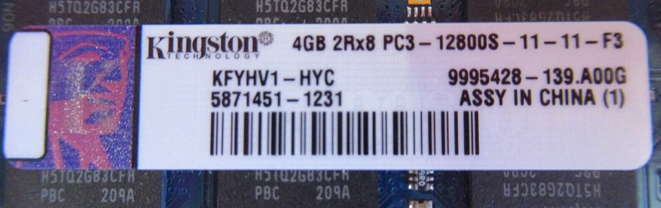 Kingston KFYHV1-HYC 4GB PC3-12800 DDR3-1600MHz non-ECC CL11 204P SoDimm Memory - Image 3 of 3