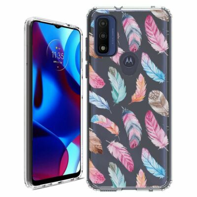 For Moto G 5G 2022 2023 TPU Phone Case+Glass Protector(Color Feathers)