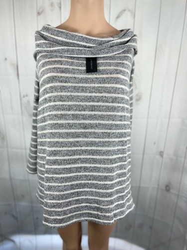 Neu mit Etikett Lane Bryant grau weiß gestreift schulterfrei LS Pullover Sweater - 26/28 - Bild 5 von 8