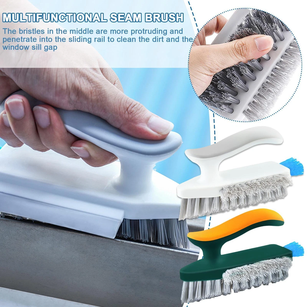 3 in 1 Cleaning Brush Bathroom Kitchen Floor Scrub Crevice Brush Brushes  W2L8