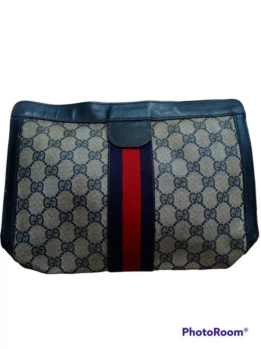 Vtg Gucci Parfums Italy Sherry Line Clutch Bag Purse Navy | eBay
