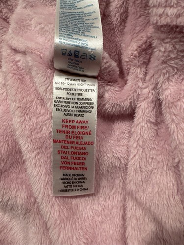 Jelli Fish Girl's Pink Hearts  Polyester One Piece Bath Robe L 10 12 - Picture 8 of 8