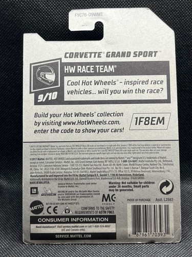2019 Hot Wheels Corvette Grand Sport Roadster #9/10 HW Race Team - Picture 3 of 3
