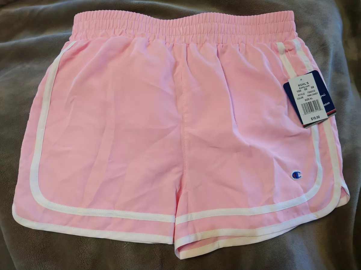 NEW CHAMPION Pink Candy White Stripe Athletic Shorts Girls Size XL