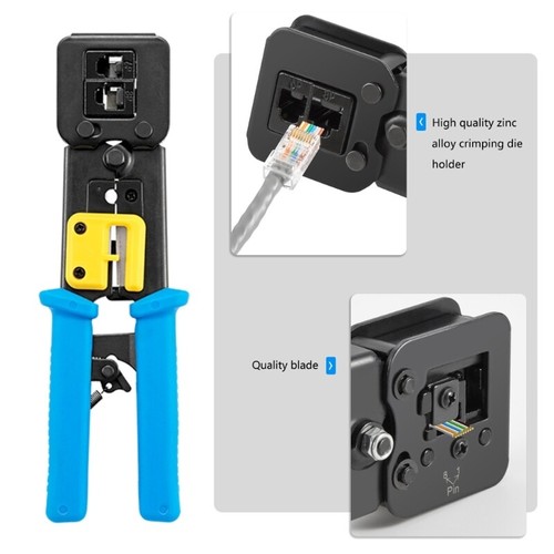 RJ45 Crimping Tool Ethernet Crimping Tool RJ45 Crimper Wire Stripper RJ45 Crimp - Photo 4/8