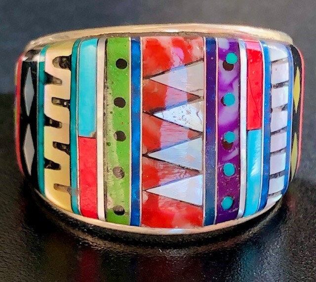 Huge Heavy Zuni Native American Opal Coral Sterling Silver Ring Huge Heavy Zuni Native American Opal Coral Sterling Silver Ring