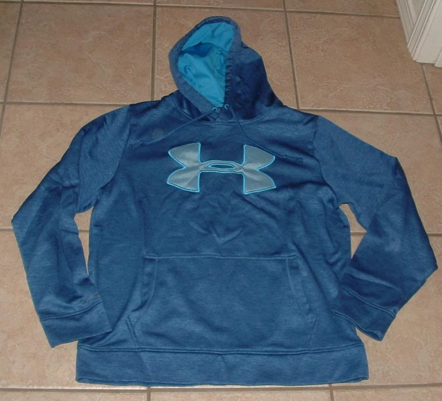 UNDER ARMOUR STORM Mens Medium 38 / 40 Blue Loose Fit Hoodie Hooded Sweat  Shirt