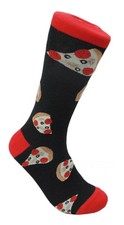 Pizza Slices Socks FineFit Mens Fun Novelty Black Red Size 10-13 Dress Fast Food
