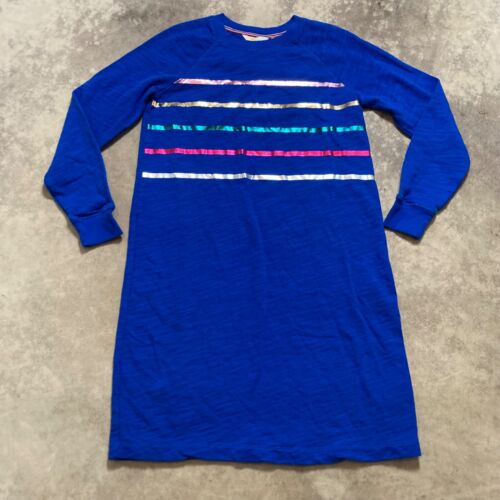 Boden Dress Womens Size 10L Mabel Sweatshirt Knit Midi Long Sleeve Blue Striped