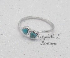 925 Sterling Silver Genuine Turquoise Heart Design Ring Size 7 Boutique BNWT