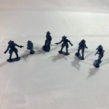 Vintage Plastic Army Men Blue Cowboy Figures Frontier Wild West Lot 6 Pieces