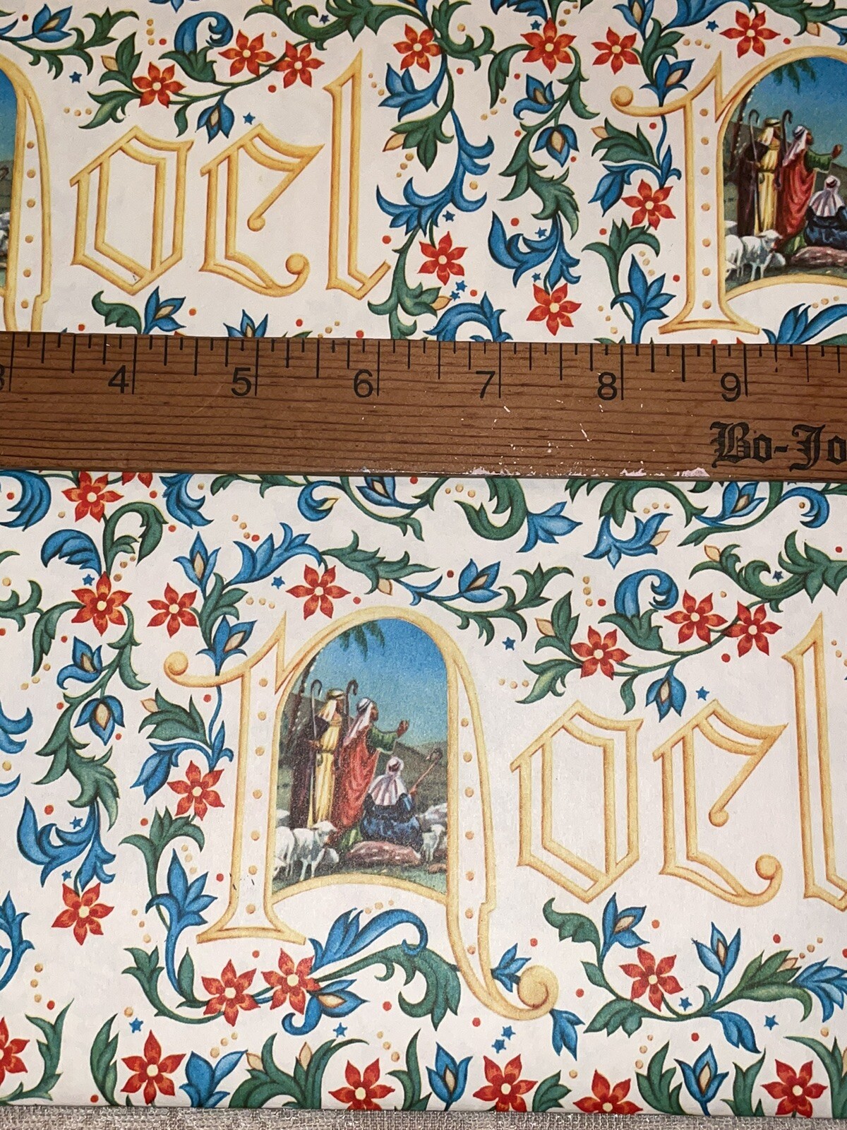 VTG CHRISTMAS WRAPPING PAPER GIFT WRAP NOEL SHEPHERD GORGEOUS SCROLL PATTERN