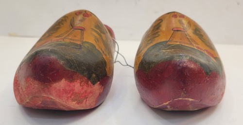 Vtg Hand Carved Painted Wooden Holland Dutch Style Clogs Belgium Shoes Sz 31 EU - Picture 3 of 24