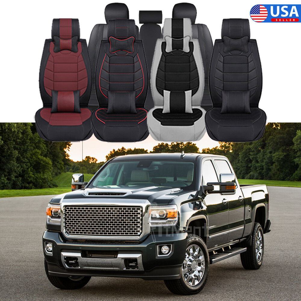 For GMC Sierra 2500 2009-2021 Car Seat Cover Full Set Front Rear Leather Cushion