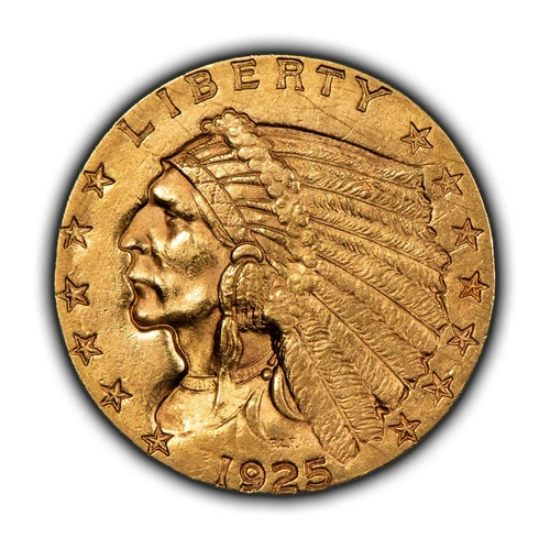 1925-D G$2.50 Indian Head Gold Quarter Eagle - Glassy Fields - Looks UNC - G3499