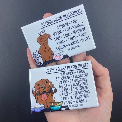 Vizsla Measuring Chart Magnet Set Dog Kitchen Cooking Baking Guide - Picture 9 of 12