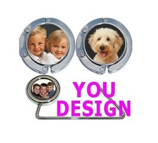 1 CUSTOM PURSE HANGER HANDBAG HOOK w/ YOUR PIC or LOGO