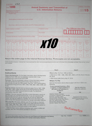 10-Pack 2017 IRS Form 1096 Annual Transmittals – Official Government Printing Office
