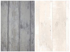 Whitewashed Driftwood Wallpaper - Scrapwood Distressed Look Planks Decor