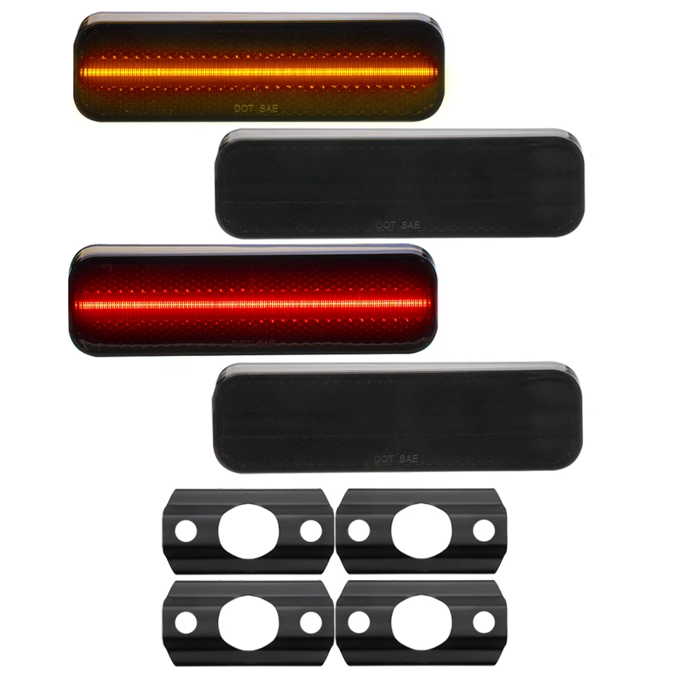 Smoked LED Side Marker Light For Chevy Camaro 1970-1977 Amber& Red Front Rear 4x - Bild 3 von 4